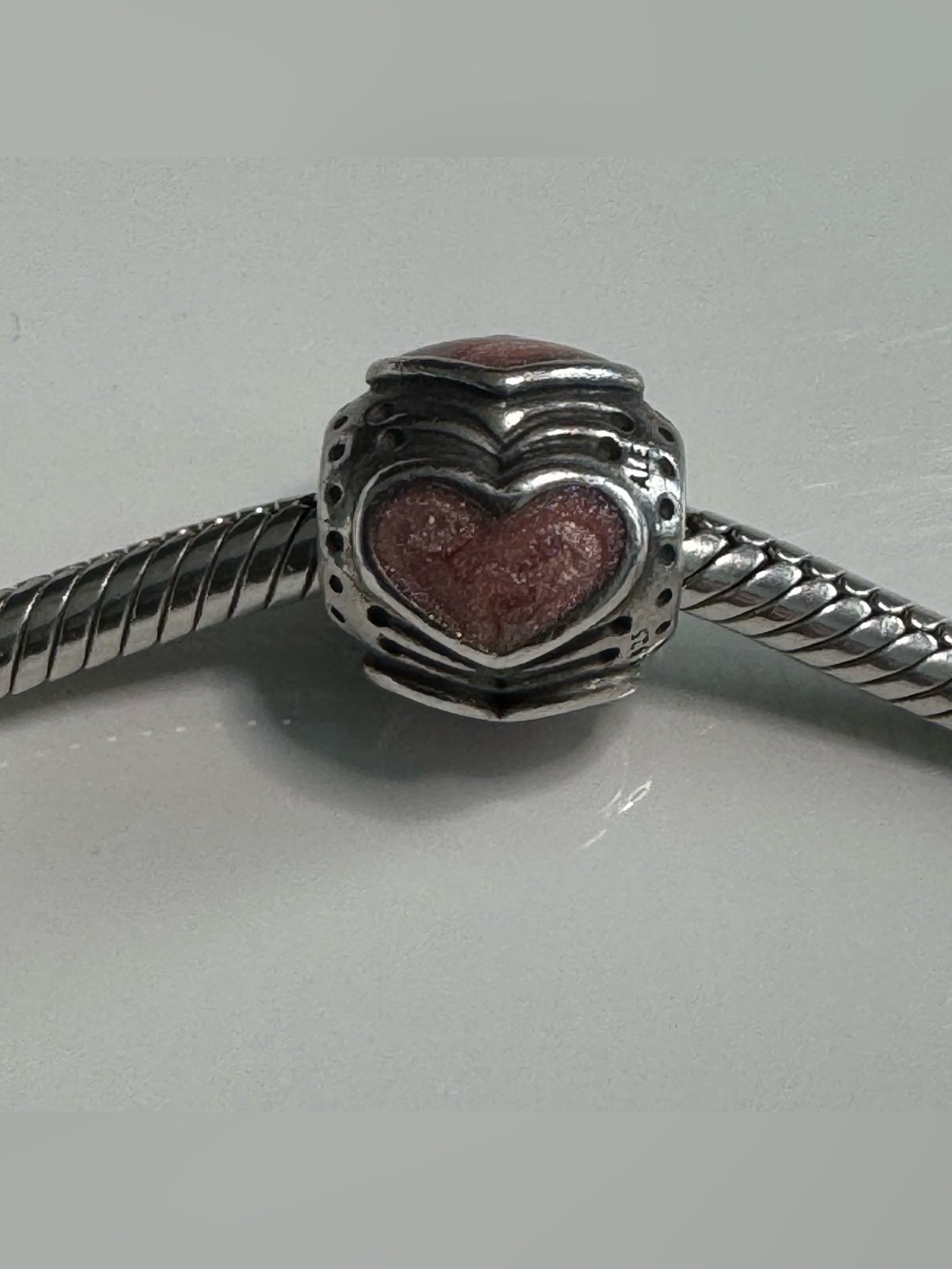 Authentic Pandora Pink Boudoir Rose Enamel Hearts Charm 790591EN28
